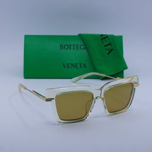 Bottega Veneta BV1242S 004 Square Sunglasses - Transparent Yellow Gold\Yellow - Picture 4 of 9